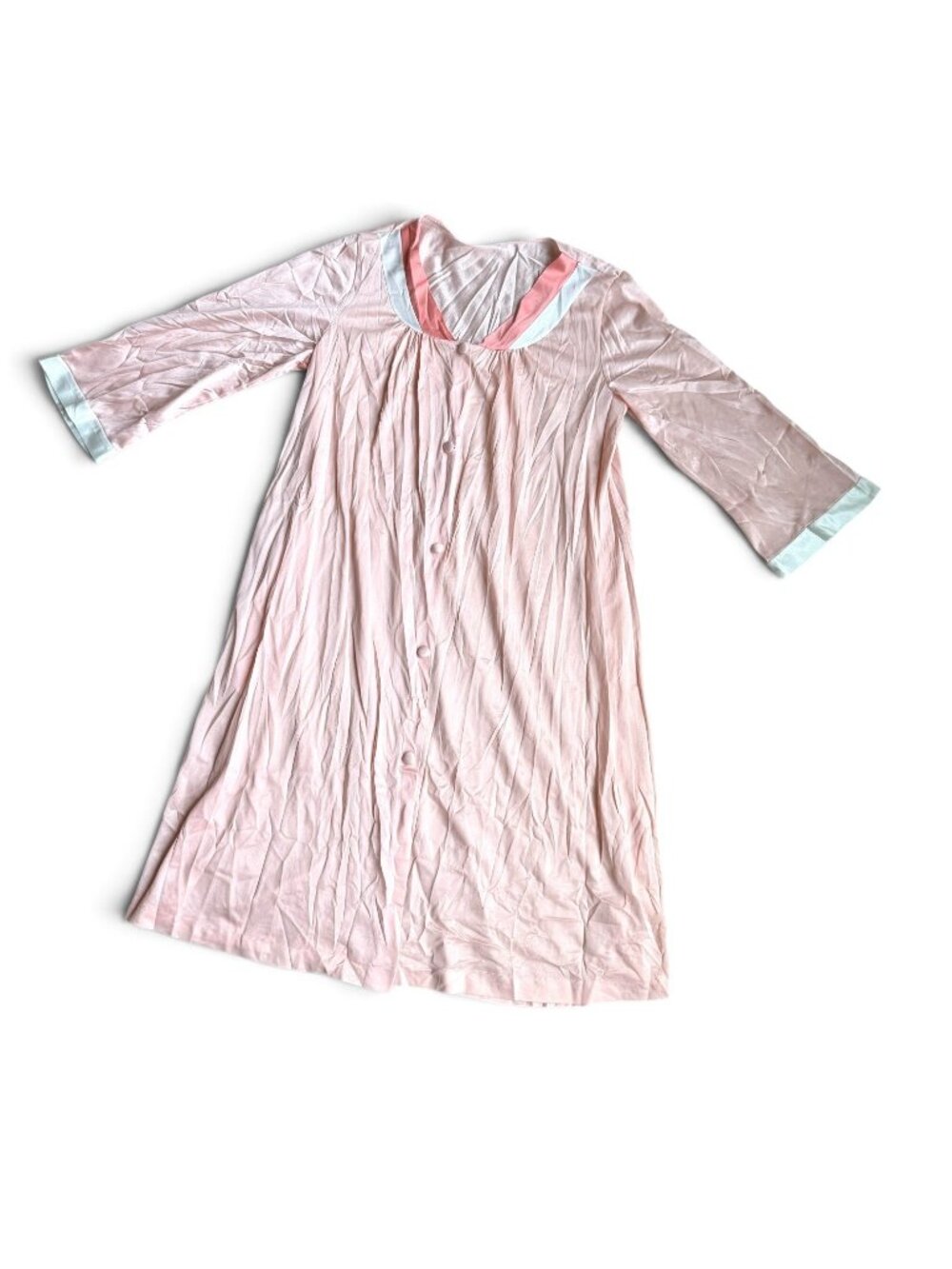 Vintage Pink Robe Button Front Housecoat